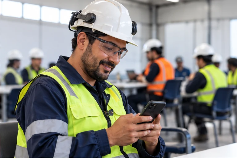 Equipo minero coordinando el trabajo en una faena.