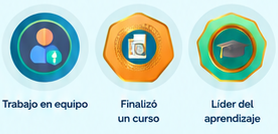 Medallas ilustrativas que reconocen logros de aprendizaje.