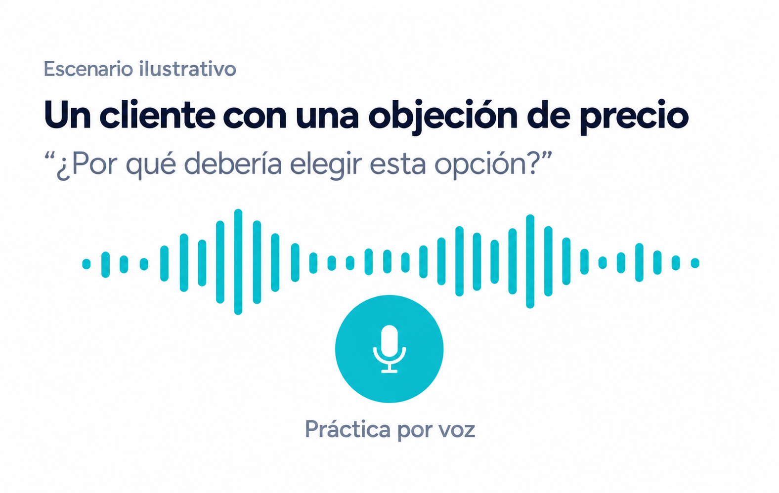 Ejemplo ilustrativo de práctica con un cliente que plantea una objeción de precio.