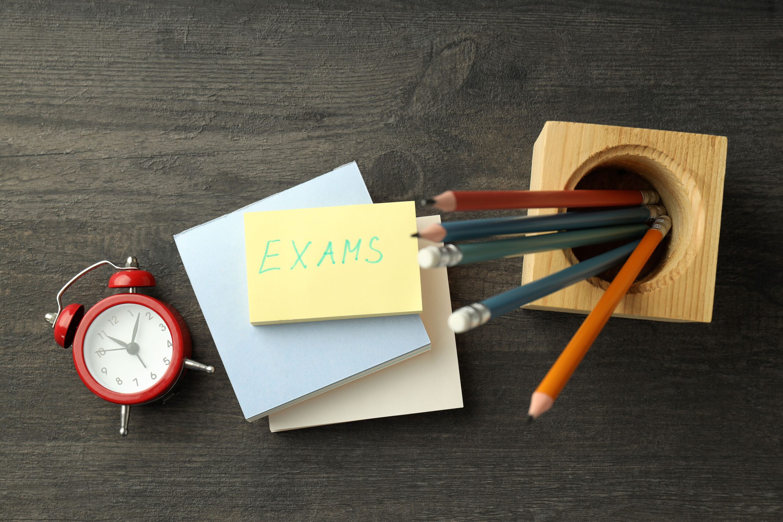 Concepto de exámenes y pruebas, vista superior